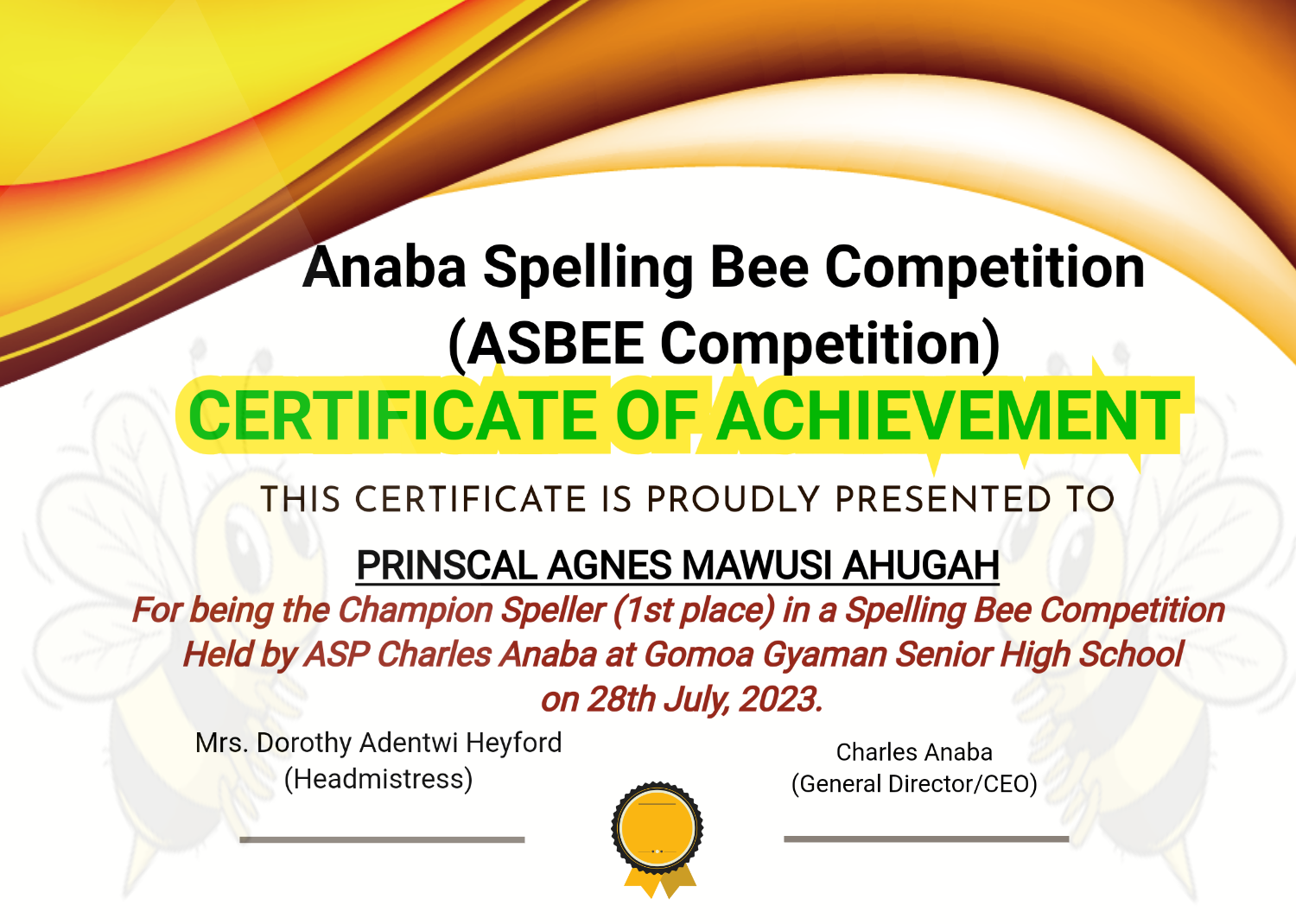 ASBEE certificate of achievement, 2023 edition
